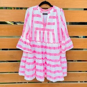 Hot pink and white dress